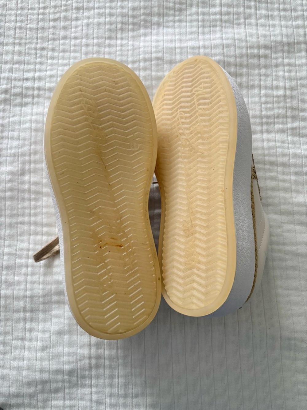 Vintage Havana Val Ream Taupe & Gold Glitter Star Rafia Platform Sneakers mules - Picture 5 of 7